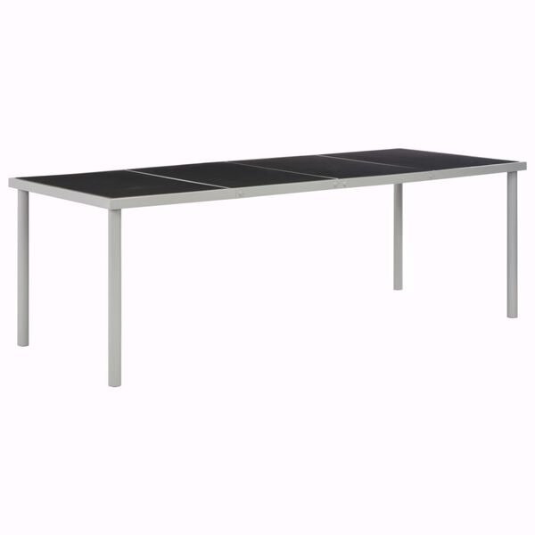 vidaXL Dining Table Black and grey Glass and powder-coated steel Large