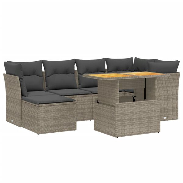 vidaXL Garden Sofa Set Grey with dark grey cushions