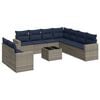 vidaXL 10 Piece Patio Sofa Set with Cushions Gray Poly Rattan
