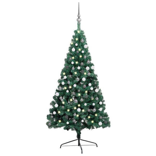 vidaXL Artificial Half Christmas Tree Green PVC 70.9 in
