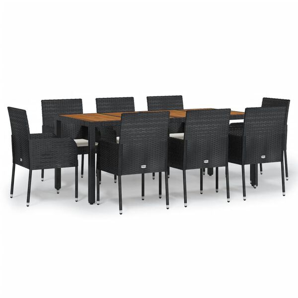 vidaXL Garden Dining Set Black, Cream White