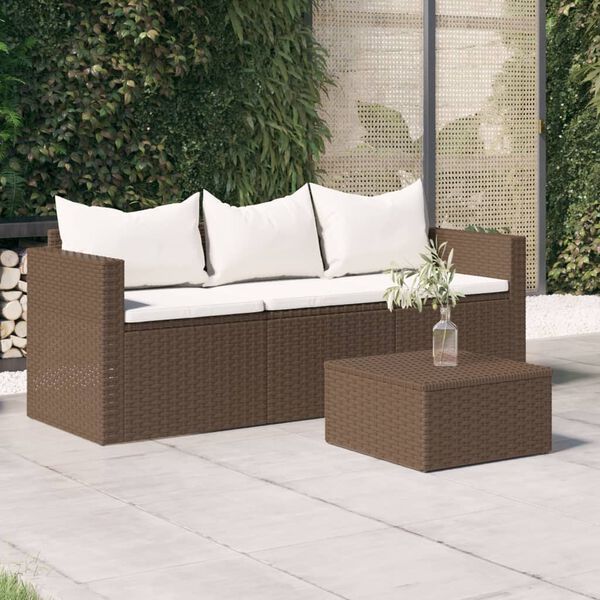 vidaXL 3-seater Patio Sofa Brown PE Rattan 3-Seater Modular