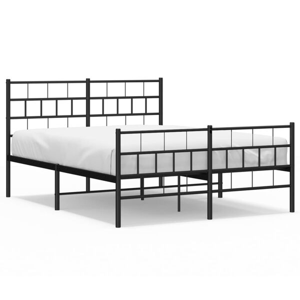 vidaXL Metal Bed Frame Black Steel King Metal Bed Frame Rectangular