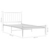 vidaXL Bed Frame White Powder-coated metal Single Durable Bed Frame