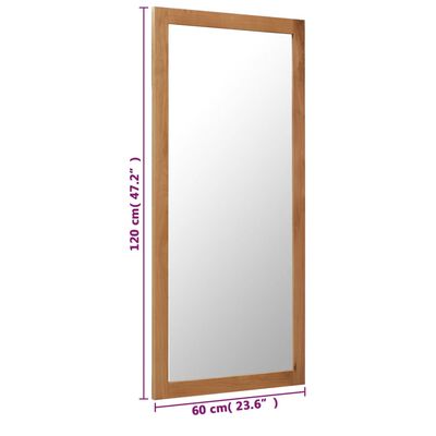 vidaXL Mirror 23.6"x47.2" Solid Oak Wood