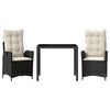 vidaXL Garden Dining Set Black table and chairs with cream white cushions