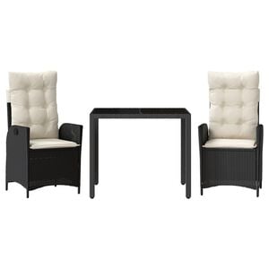 vidaXL Garden Dining Set Black table and chairs with cream white cushions