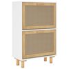 vidaXL Shoe Cabinet White 20.5x9.8x31.5" Engineered Wood&Natural Rattan