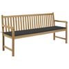 vidaXL Patio Bench with Anthracite Cushion 68.9" Solid Teak Wood