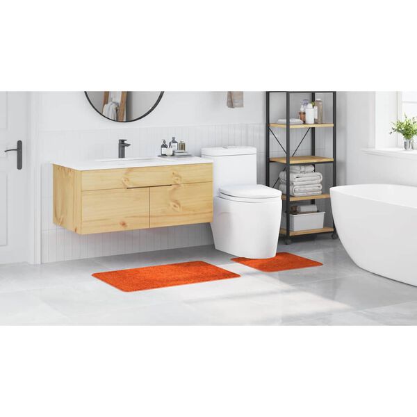 vidaXL Anti-slip Bath Mat Set 2 pcs Orange PP