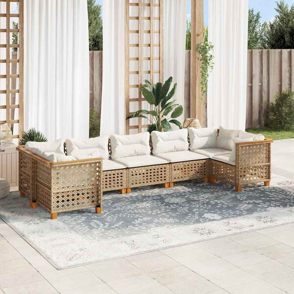 vidaXL Garden Sofa Set Beige, Cream White