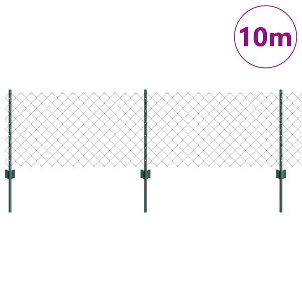 vidaXL Fence with Post Green 1.97 x 32.81 ft Steel and PVC