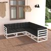 vidaXL Garden Lounge Set White Solid pine wood, 100% polyester Medium