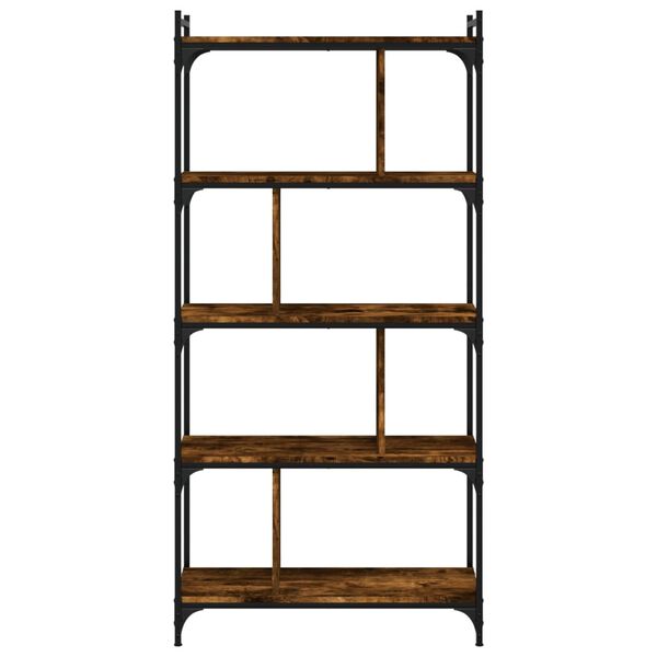 vidaXL Bookcase Smoked Oak Engineered Wood 5-Tier Adjustable Feet