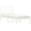 vidaXL Bed Frame White Powder-coated steel Small Single Metal Bed Frame