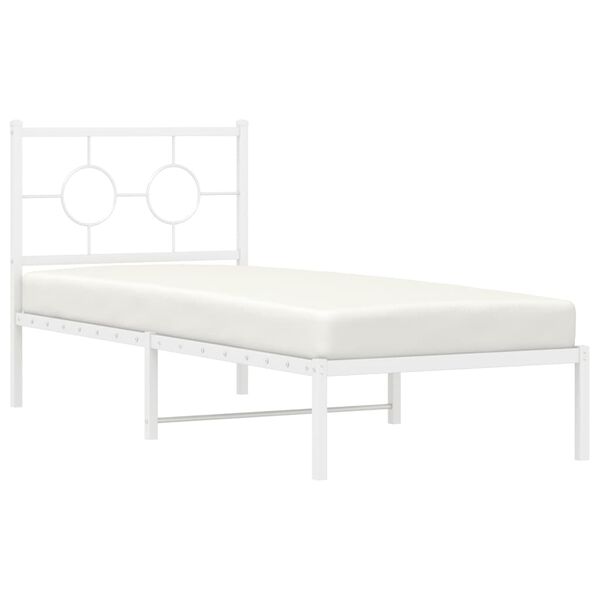 vidaXL Bed Frame White Powder-coated steel Small Single Metal Bed Frame