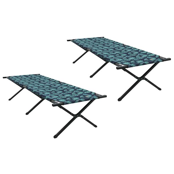 vidaXL Folding Camping Bed Folding Manual Leaf pattern Oxford Fabric