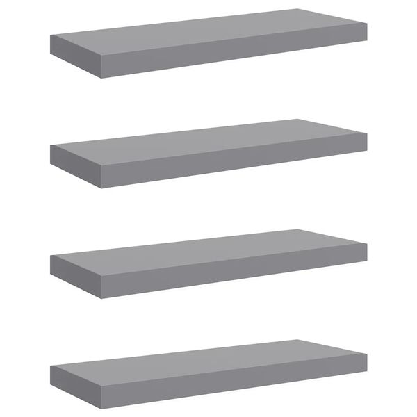 vidaXL Wall Shelf Set of 4 Grey Honeycomb MDF, metal