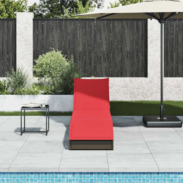 vidaXL Folding Sun Lounger with Cushion and Storage Brown Poly Rattan