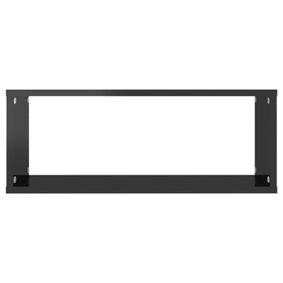 vidaXL Wall Cube Shelves 2 pcs High Gloss Black 23.6"x5.9"x9.1" Engineered Wood