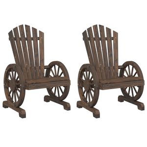 vidaXL Garden Adirondack Chair Set of 2 Burnt wood Solid Fir Wood Medium