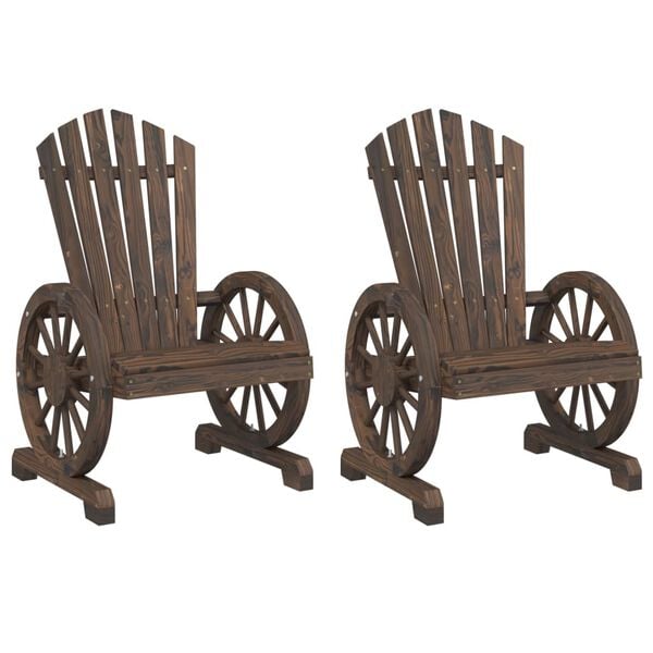 vidaXL Garden Adirondack Chair Set of 2 Burnt wood Solid Fir Wood Medium