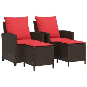 vidaXL 4 Piece Patio Sofa Set with Cushions Brown Poly Rattan