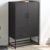 vidaXL Highboard Black Cold-rolled steel Slim Highboard Rectangular