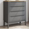 vidaXL Drawer Cabinet Grey Solid Pine Wood Medium Chest of Drawers