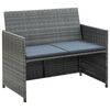 vidaXL 2-seater Sofa Gray PE rattan 2-Seater Light Weight