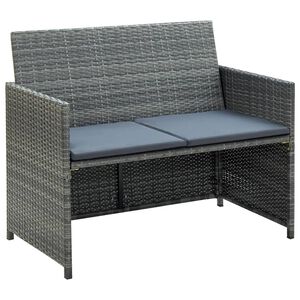vidaXL 2-seater Sofa Gray PE rattan 2-Seater Light Weight