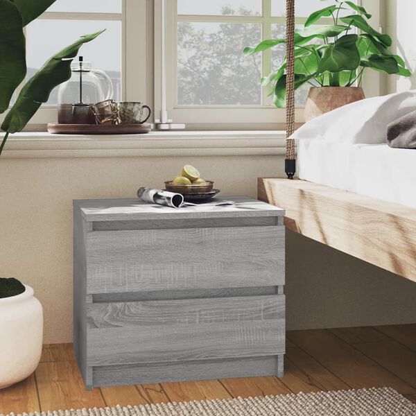 vidaXL Bed Cabinet Grey Sonoma Engineered Wood Medium Bed Cabinet