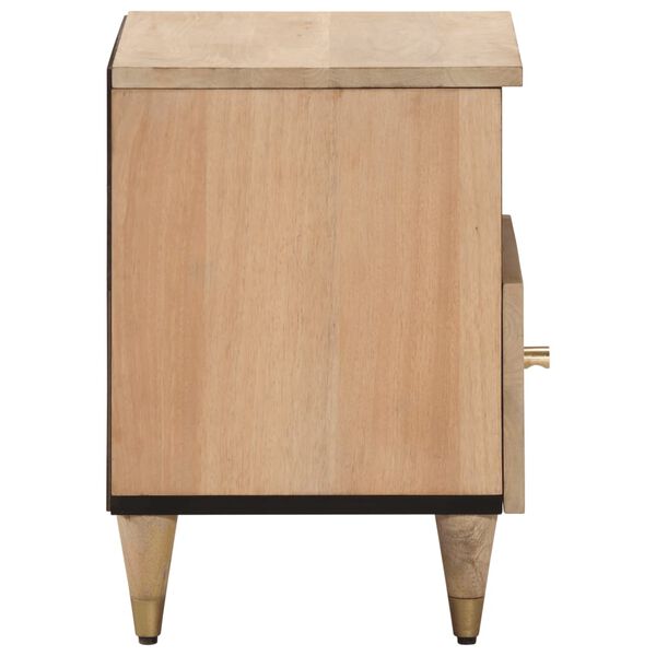 vidaXL Bedside Cabinet Bleach Natural Solid Mango Wood, Engineered Wood