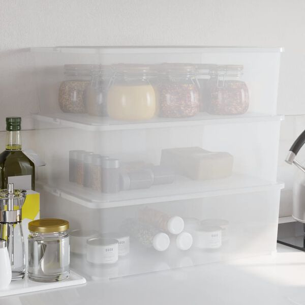vidaXL Plastic Storage Box Set of 3 Transparent Polypropylene 6.6 Gal