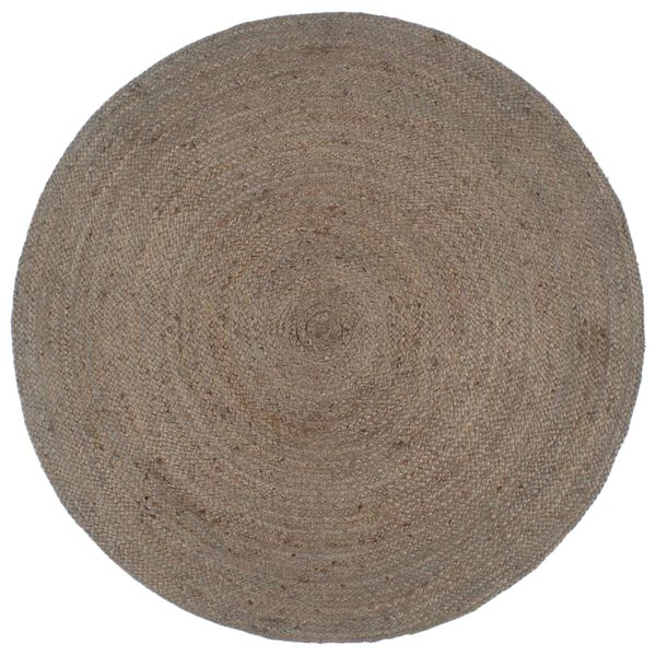 vidaXL Area Rug Grey 100% Jute Large Nice Design Area Rug Round