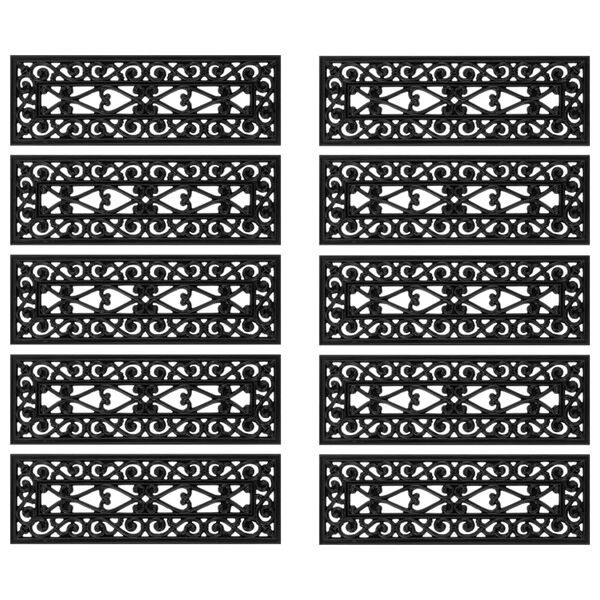 vidaXL Stair Tread Black Rubber 9.8 x 29.5 in Non-slip