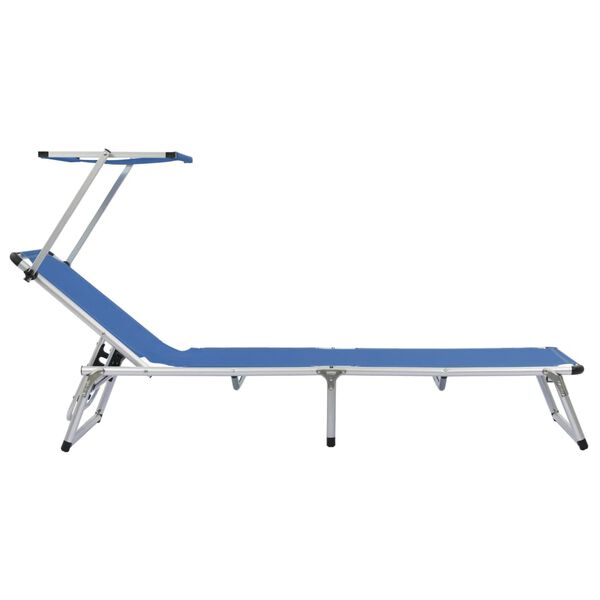 vidaXL Sun Lounger Blue Aluminum Standard Foldable Folding Sun Lounger