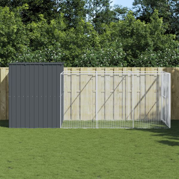 vidaXL Dog House Anthracite Galvanized Steel Tough Dog House