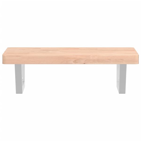 vidaXL Basin Shelf Beech wood and white Solid beech wood and steel