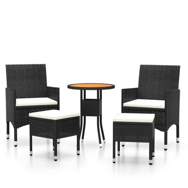 vidaXL Garden Lounge Set Black, Cream White