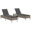 vidaXL Sun Lounger Grey PE Rattan Standard Adjustable Armrests