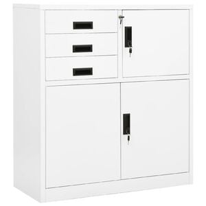 vidaXL Office Cabinet White Steel Medium Office Cabinet Rectangular
