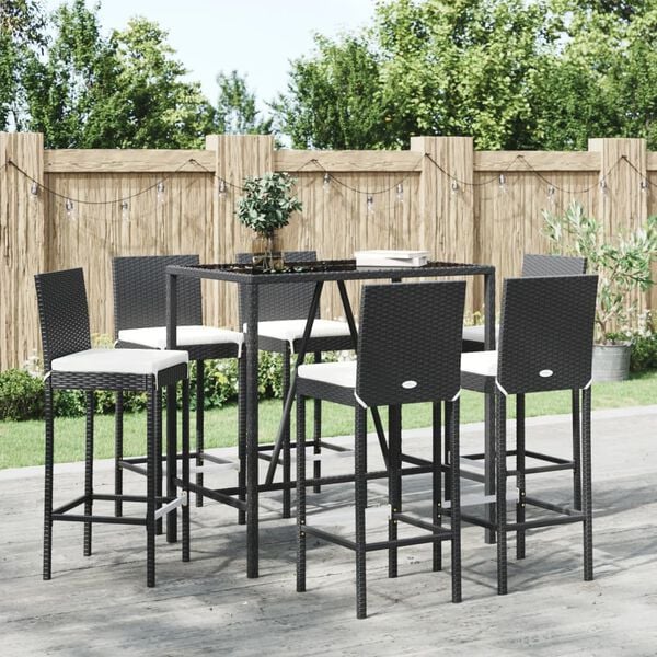 vidaXL Patio Bar Set Set of 6 Black, Cream white