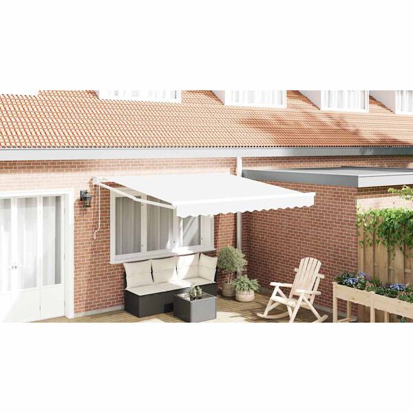 vidaXL Retractable Awning White 137.80" x 98.43" fabric