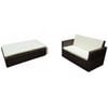 vidaXL Garden Sofa Set Brown Poly Rattan, Powder-Coated Steel Medium