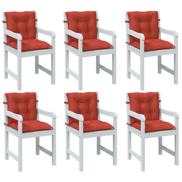 vidaXL Lowback Chair Cushion Set of 6 Melange red