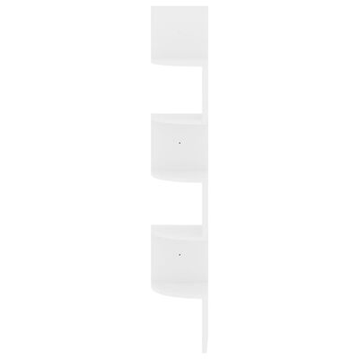 vidaXL Wall Corner Shelf High Gloss White 7.5"x7.5"x48.4" Engineered Wood