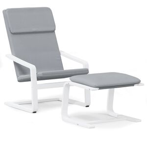 vidaXL Relaxing Chair With Footstool Light Gray and White