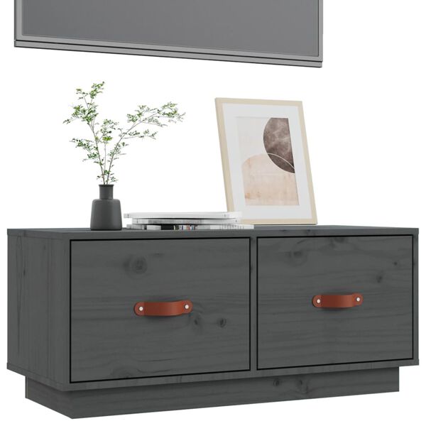 vidaXL TV Cabinet Grey Solid pine wood Medium TV Cabinet Rectangular