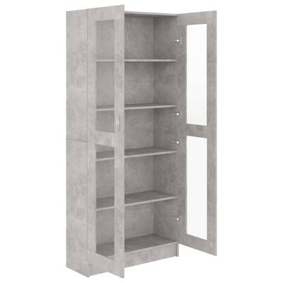 vidaXL Vitrine Cabinet Concrete Gray 32.5"x12"x73" Engineered Wood